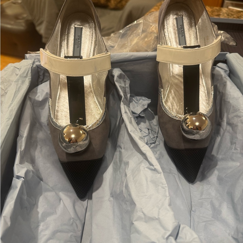 Prada flats ballerina shoes multicolor Sz 8.5 - Picture 16 of 16